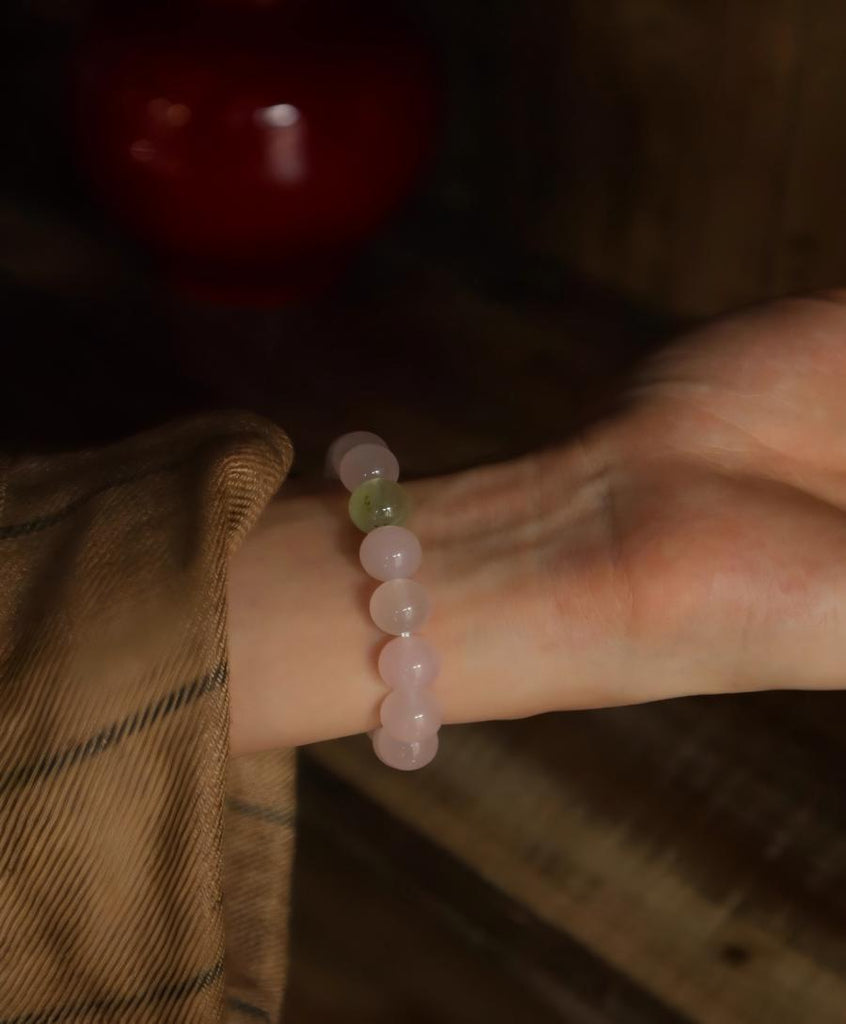 Love & Growth Rose Quartz Green Rutilated Bracelet - VOUTHAM