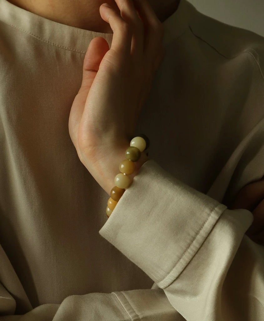Gentle Blessing Jade Bodhi Root Bracelet - VOUTHAM