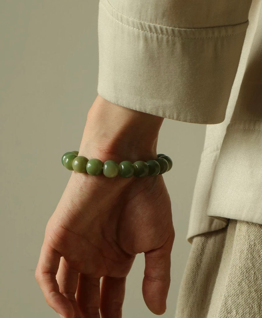 Serene Jade Green Bodhi Root Bracelet - VOUTHAM