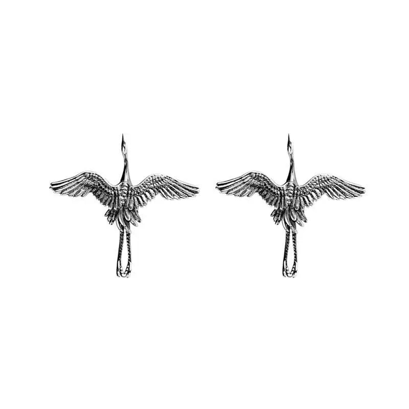 Elegant Red Crowned Crane Stud Earrings Jewelry