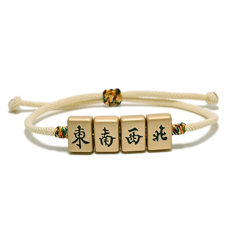 Handmade Adjustable Braided Rope Mahjong Bracelet