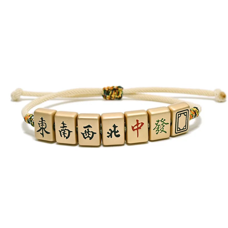 Handmade Adjustable Braided Rope Mahjong Bracelet