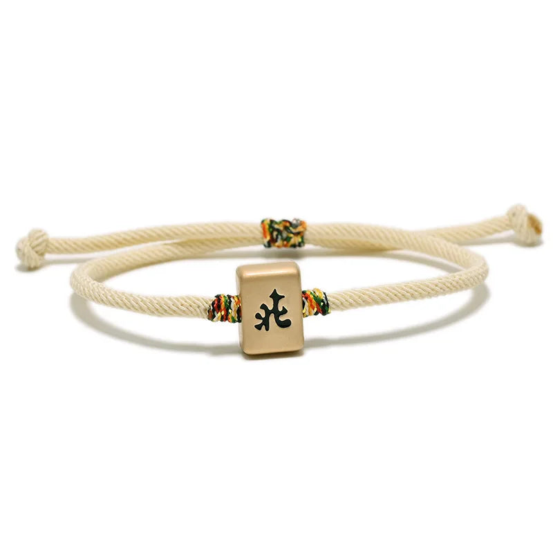 Handmade Adjustable Braided Rope Mahjong Bracelet