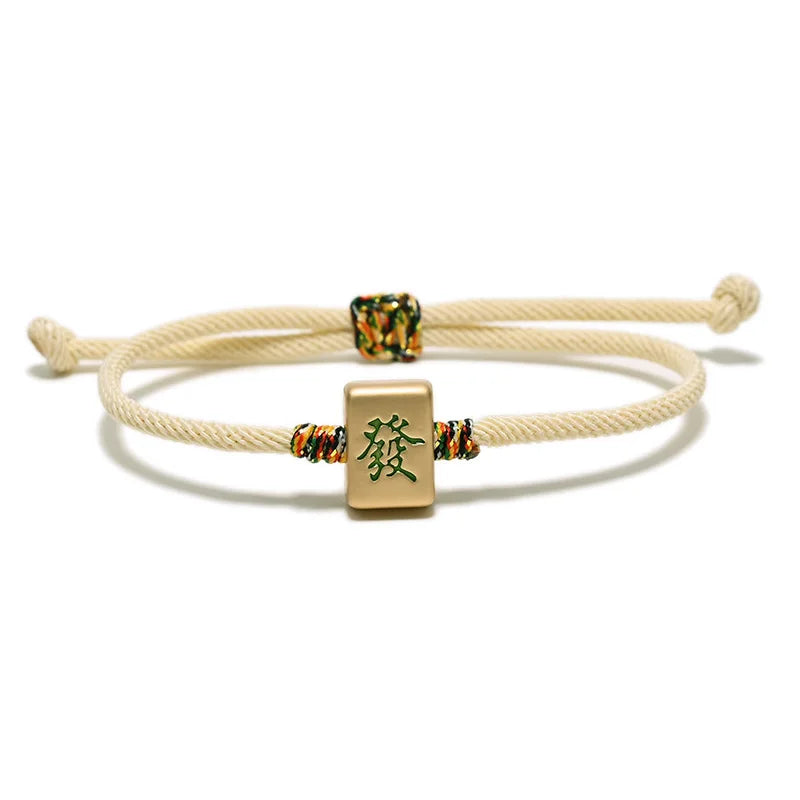 Handmade Adjustable Braided Rope Mahjong Bracelet